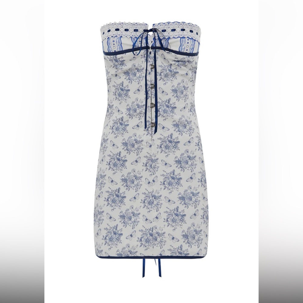 blue strapless dress